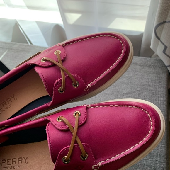 Sperry Pink A/O Top Sider Platform Leather Shoes Size 8.5 - Picture 12 of 16
